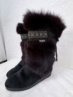 Tecnica Faux Fur Winter Boots Womens Size 42 US 11 Black Italy Snow Boots